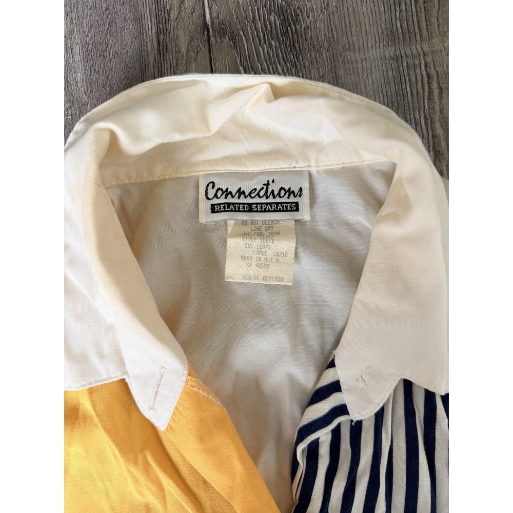Vintage Connections Men Yellow Navy Polka Dot Button Down Shirt Sz 16 L USA - Picture 2 of 5